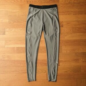 Moncler High-Waisted Performance Leggings Gray Metallic Italy Sportswear Size‎ L